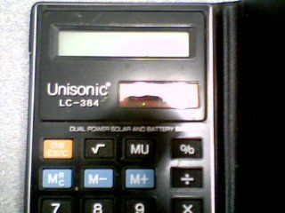 Unisonic LC 384 Dual Power Solar And Battery Back Up Calculator w/FORD Case (Unisonic Calculator #LC 384) 