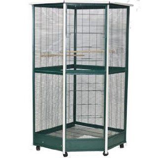 A&E Cage Company Green & White Corner Aviary Bird Cage  Birdcages 