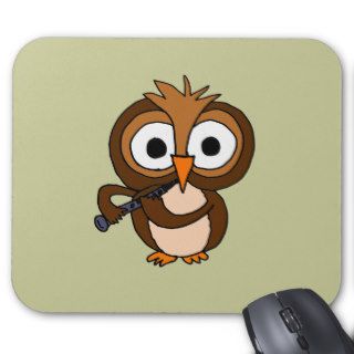 XX  Funny Owl Playing the Clarinet Mouse Pad