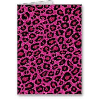Beautiful hot pink leopard skin glitter shine greeting card