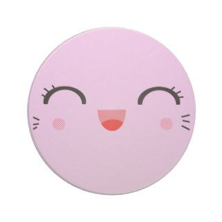 happy cute kawaii cat face coaster
