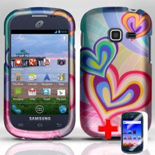 Samsung Galaxy Discover S730g / Galaxy Centura S738c (StraightTalk/Net 10/Tracfone) 2 Piece Snap On Rubberized Hard Plastic Image Case Cover, Multicolor Cascading Hearts Cover + LCD Clear Screen Saver Protector Cell Phones & Accessories