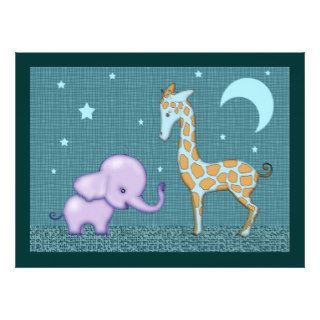 Safari Elephant and Giraffe Baby Shower Invite