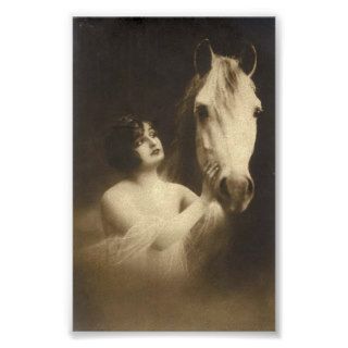 Vintage Women & Horse Poster