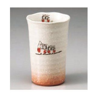 sake cup kbu348 10 572 [3.43 x 5.24 inch  425 cc] Japanese tabletop kitchen dish Free cup blow Owl ( red ) Chuuhai cup [8.7x13.3cm ? 425 cc ] restaurant liquor restaurant business kbu348 10 572 Kitchen & Dining