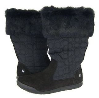 Coach Talen Black Signature Suede Fur Winter Boots (9.5 M) Shoes