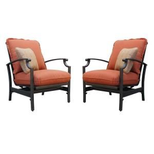 Thomasville Messina Concealed Motion Patio Club Chair with Paprika Cushions (2 Pack) FG MNCMCCH CP