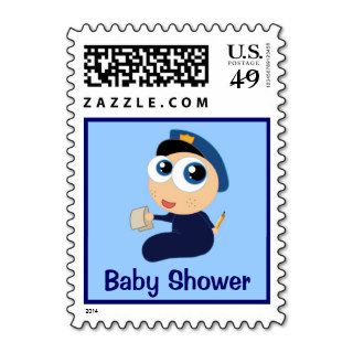 Cute Police Officer Baby Shower Stamps