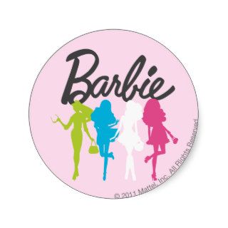 Barbie Colorful Silhouettes Round Sticker