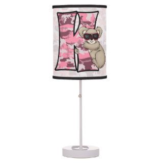 Pink Koala Monogrammed "K" Animal Desk Lamps