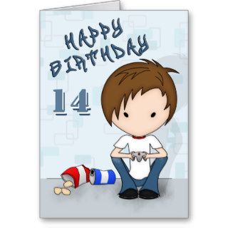 Cute Emo Boy Video Game Player Birthday Card