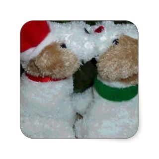 Cute Puppy Love at Christmas Square Sticker