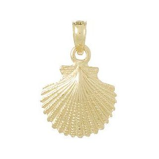 Gold Charm Scallop Shell 2d Text Million Charms Jewelry