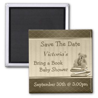 Bring a Book Teddy Baby Shower Save the Date Refrigerator Magnet