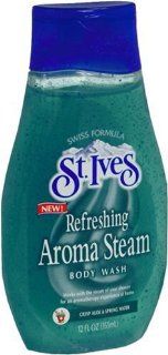 St. Ives Swiss Formula Refreshing Aroma Steam Body Wash, Crisp Aloe & Spring Water, 12 Fl Oz (355 mL) (Case of 6)  Bath And Shower Gels  Beauty