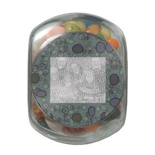 Grey polka dot pattern photo frame glass candy jars