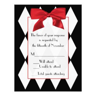 Black, white, and red Wedding Response Card Custom Invite