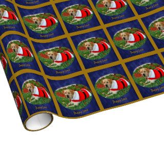 Puppy Love   Puppy in Santa Outfit Gift Wrapping Paper