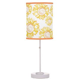 Neon Yellow Scattered Sunflowers Table Lamp