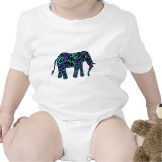 Tribal Tattoo Elephant in Purple Blue and Green Baby Creeper
