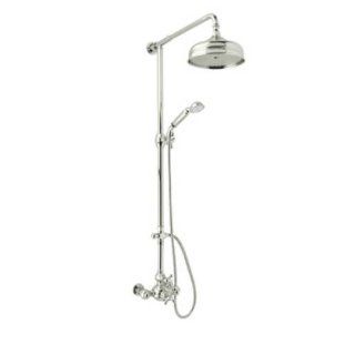 Rohl AC407LM PN Cisal Shower System with Exposed Thermostatic Valve, Shower Head, Riser Diverter, Polished Nickel   Bathtub And Showerhead Faucet Systems  