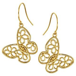 Women'S Butterfly Earrings in 14kt Yellow Gold   Butterfly Back   Cute Dangle Earrings Jewelry