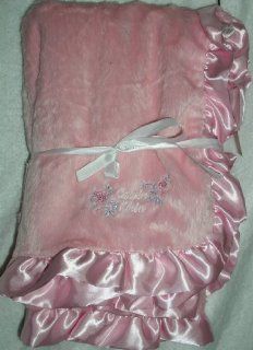 Calvin Klein Layette Baby Blanket   Pink with Satin Trim  Nursery Swaddling Blankets  Baby