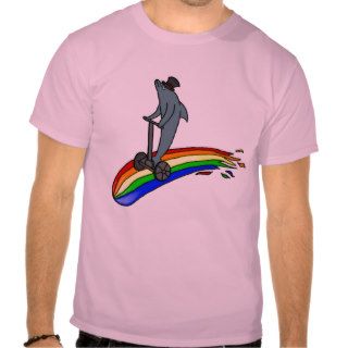 Dolphin On a Segway on a Rainbow T shirt