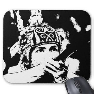 Iban Warrior and Blowpipe black and white Mousepads