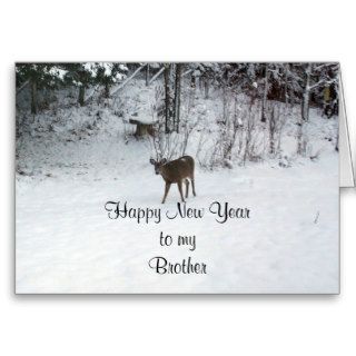 Happy New Year Brother  Deer Cards