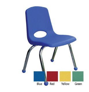 10" Plastic Stack Chair with Chrome Legs [Set of 10] Seat Color Blue, Glide Ball Glide   Childrens Desk Chairs
