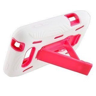 White Pink Double Layer Kickstand Hard Hybrid Gel Case Cover For LG Motion 4G MS770 Cell Phones & Accessories