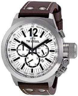 TW Steel Men's CE1007 CEO Canteen Brown Leather White Chronograph Dial Watch TW Steel Watches