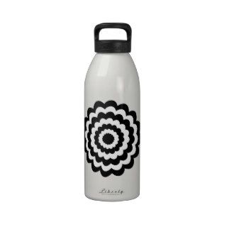 Funky Flower in Black and White. Water Bottles
