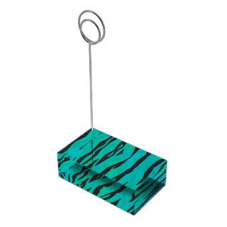 Tiger Black and Teal Print Table Card Holders
