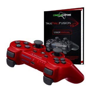 PS3 Red TrueFire Fusion Rapid Fire modded Controller with DROP SHOT, QUICKSCOPE, JITTER, AUTO AIM; COD MW3, Black Ops Video Games