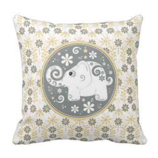 Yellow Grey White Elephant Daisy Floral Pillow