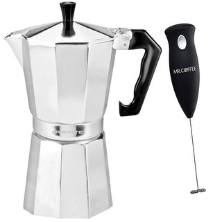 Ovente 12 cup Polished Aluminum Stove top Espresso Maker with Mr. Coffee Milk Frother Ovente Coffee Accessories