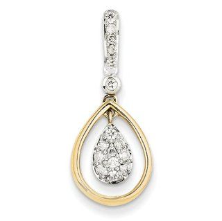 14K Two tone Diamond Dangle Pendant Jewelry