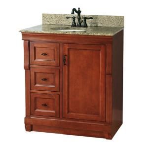 Foremost Naples 31 in. W x 22 in. D Vanity with Left Drawers in Warm Cinnamon with Granite Vanity Top in Quadro NACAQU3122DL