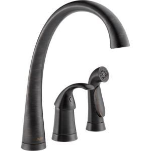 Delta Pilar Waterfall Single Handle Side Sprayer Kitchen Faucet in Venetian Bronze 4380 RB DST