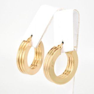 14K Yellow Gold Plain Hoop Earrings Jewelry