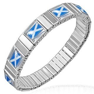 B373 B373 Stainless Steel Flag Of Scotland Stretch Bracelet Mission Jewelry
