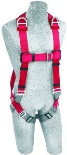 Protecta PRO, 1191217 Fall Protection Full Body Harness, Back And Shoulder D Rings, Pass Thru Legs, 420 Pound Capacity, X Large, Red/Gray   Fall Arrest Safety Harnesses  