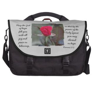 Red Rose, Bible Verse about hope, Romans 1513 Laptop Messenger Bag