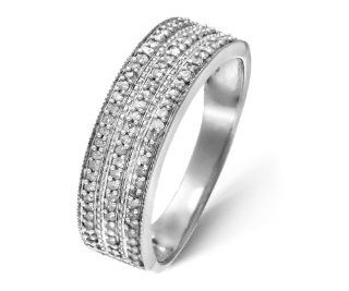 Glamorous 925 Sterling Silver Women Cluster Diamond Ring Brilliant Cut 0.25 Carat I I1 Jewelry
