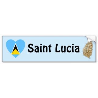 Saint Lucia Flag Heart + Map Bumper Sticker