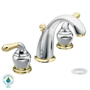 MOEN Monticello 8 in. Widespread 2 Handle High Arc Bathroom Faucet Trim Kit in Chrome and Polished Brass (Valve Not Included) T4572CP