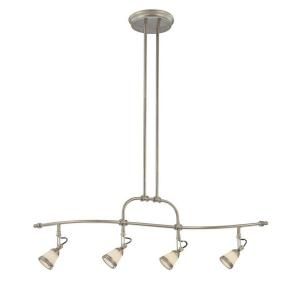 Hampton Bay 4 Light Adjustable Antique Pewter Ceiling Wave Bar with White Opal Glass Shades EC9072AP
