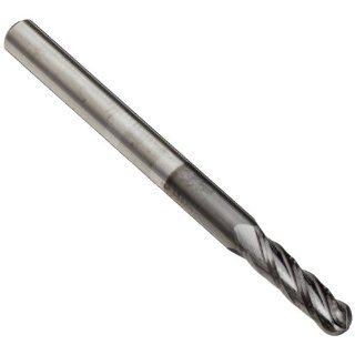 Richards Micro Tool Carbide Ball Nose End Mill, Diamond Like Finish, 30 Deg Helix, 4 Flutes, 2.5" Overall Length, 0.375" Cutting Diameter, 3/8" Shank Diameter